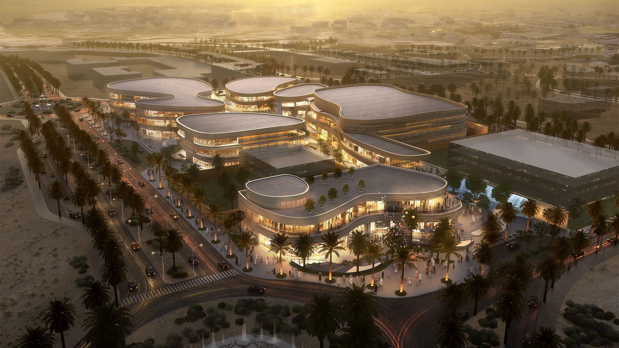 Exterior bird’s eye view of 1364ah Lifestyle Center, Riyadh, Saudi Arabia.