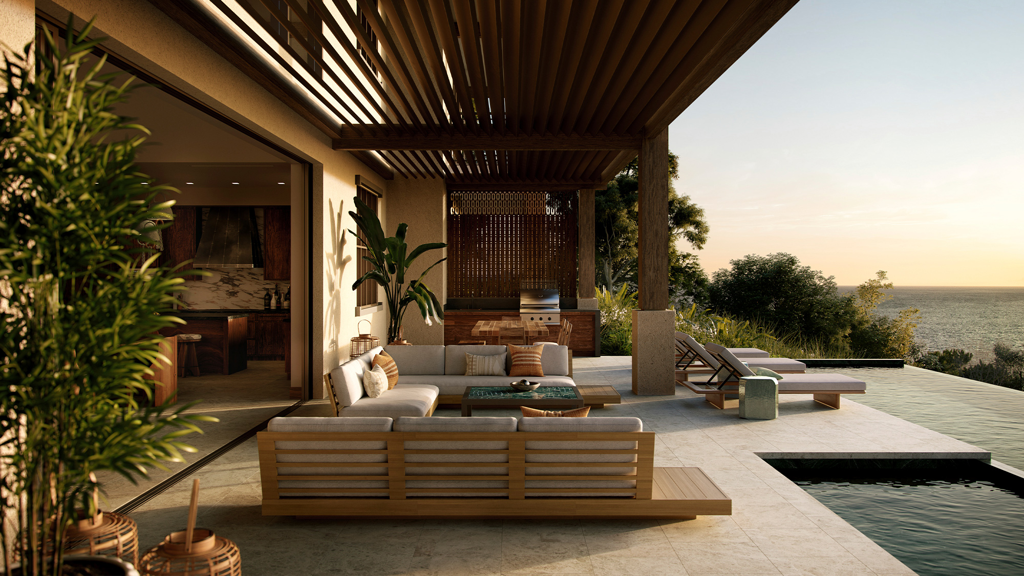 A house with a pool and a deck.